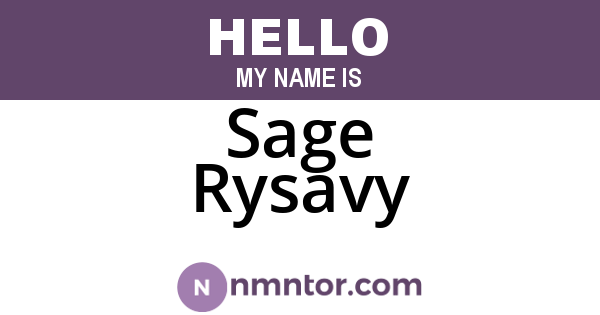 Sage Rysavy