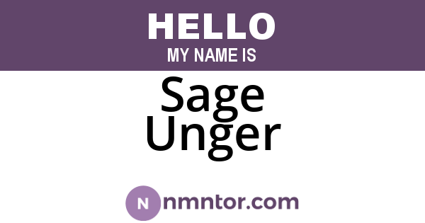 Sage Unger