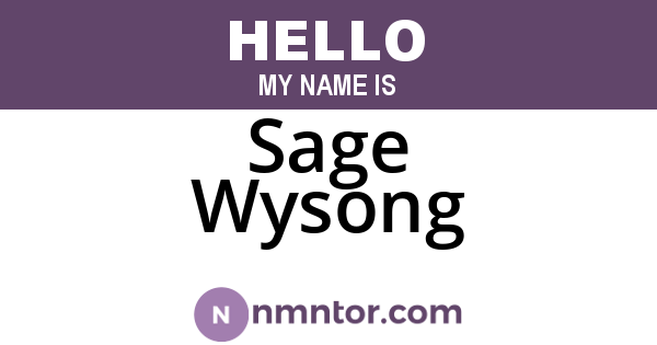 Sage Wysong