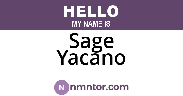 Sage Yacano