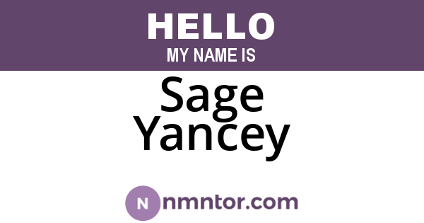 Sage Yancey