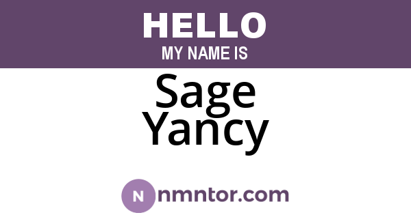 Sage Yancy