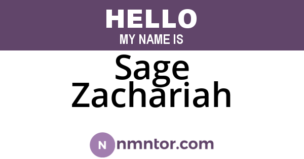 Sage Zachariah