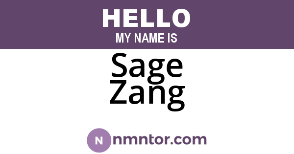 Sage Zang