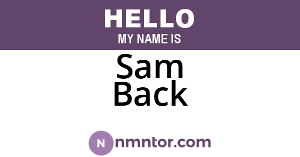 Sam Back