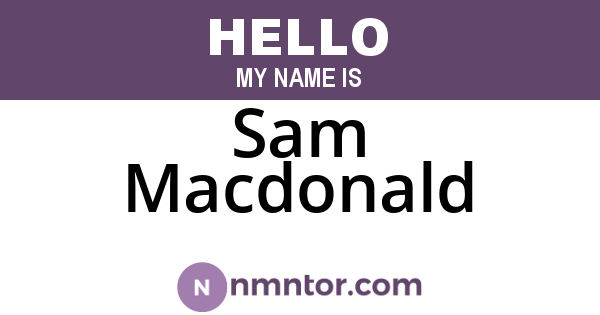 Sam Macdonald