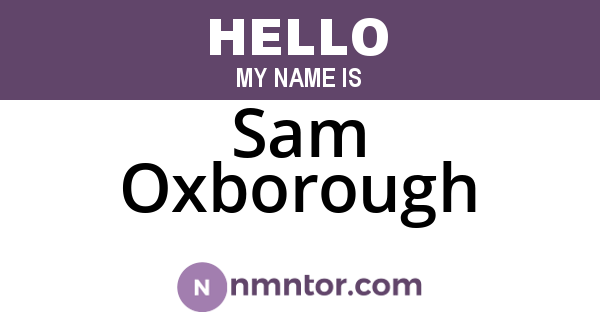 Sam Oxborough