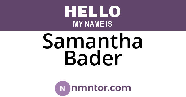 Samantha Bader