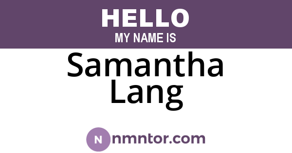 Samantha Lang