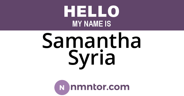 Samantha Syria