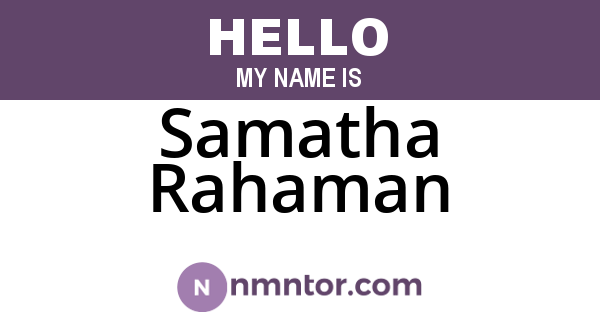Samatha Rahaman