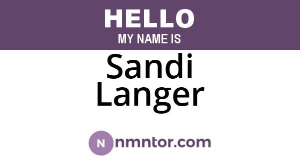 Sandi Langer