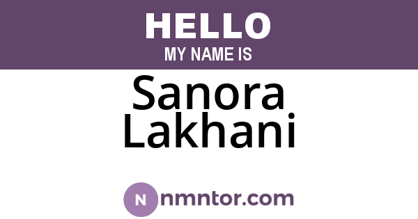 Sanora Lakhani