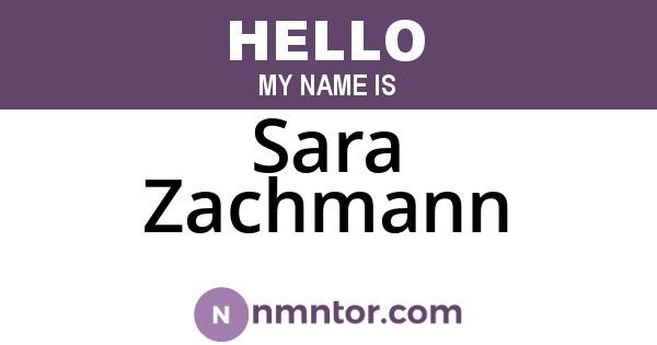 Sara Zachmann
