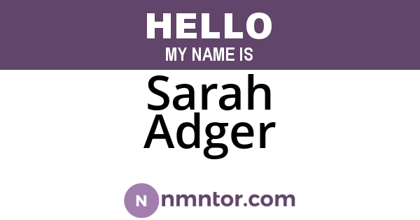 Sarah Adger