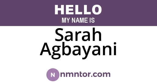 Sarah Agbayani
