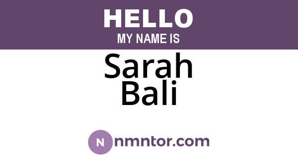 Sarah Bali