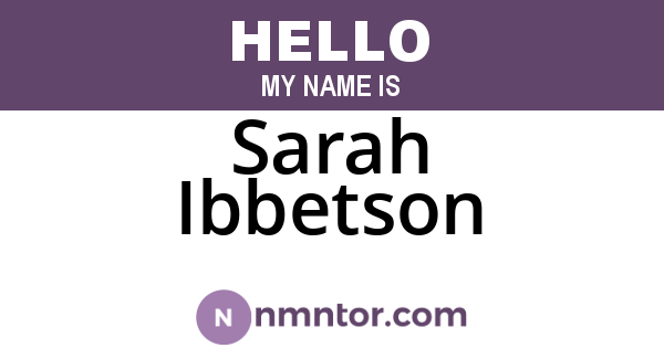 Sarah Ibbetson