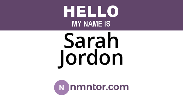 Sarah Jordon