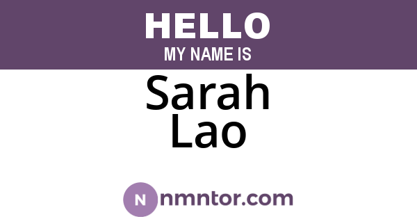 Sarah Lao