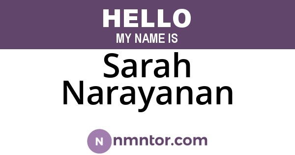 Sarah Narayanan