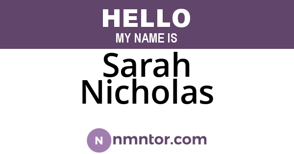 Sarah Nicholas