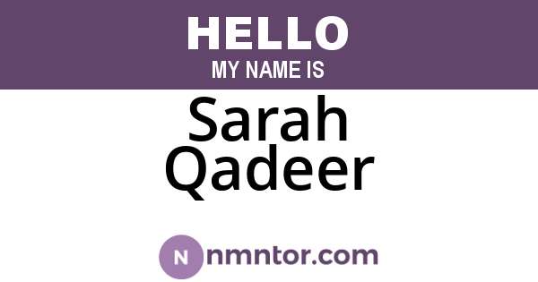 Sarah Qadeer