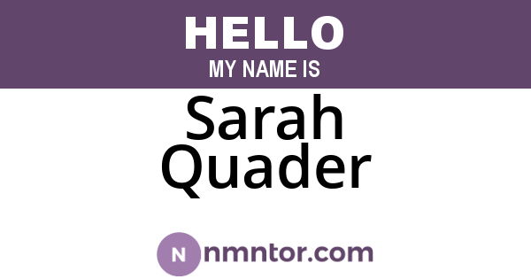 Sarah Quader