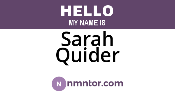 Sarah Quider