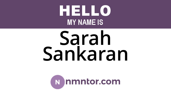 Sarah Sankaran