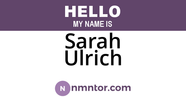 Sarah Ulrich