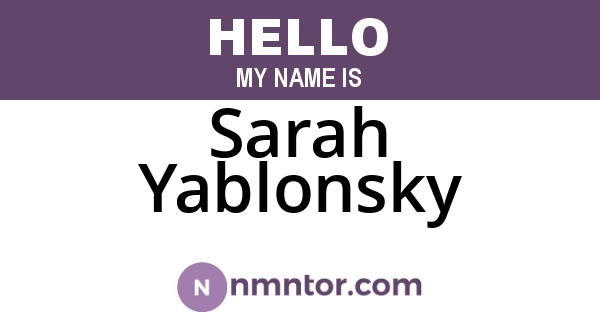 Sarah Yablonsky