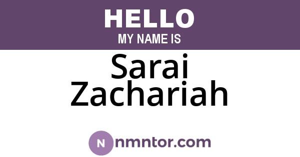 Sarai Zachariah