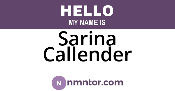 Sarina Callender