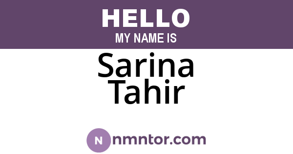Sarina Tahir