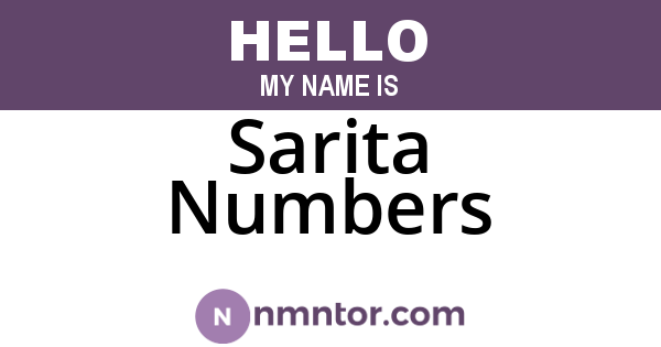 Sarita Numbers