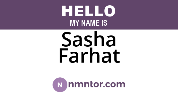 Sasha Farhat