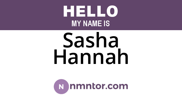 Sasha Hannah