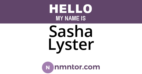 Sasha Lyster