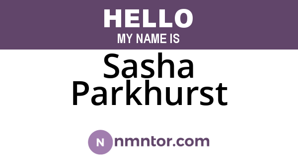 Sasha Parkhurst