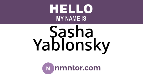 Sasha Yablonsky