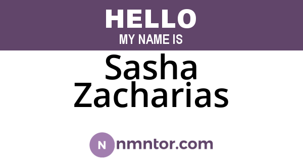 Sasha Zacharias