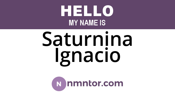 Saturnina Ignacio