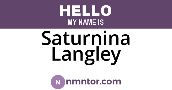 Saturnina Langley