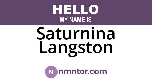 Saturnina Langston