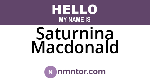Saturnina Macdonald