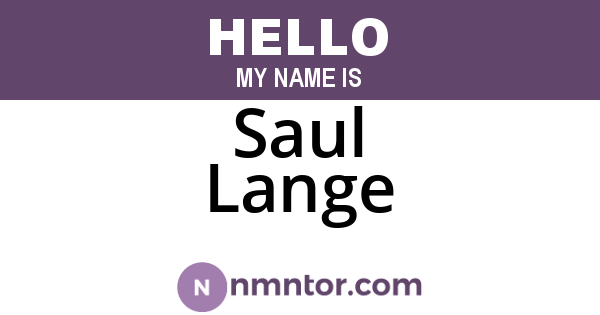Saul Lange