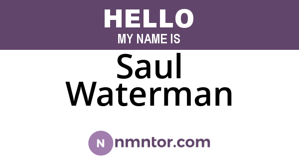 Saul Waterman