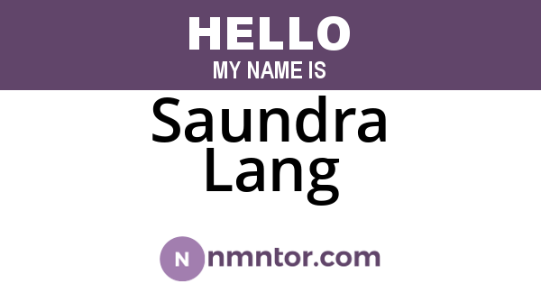 Saundra Lang