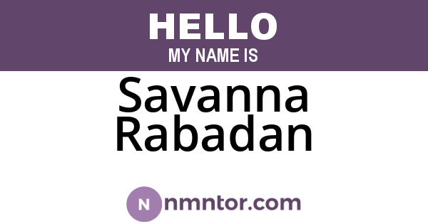 Savanna Rabadan